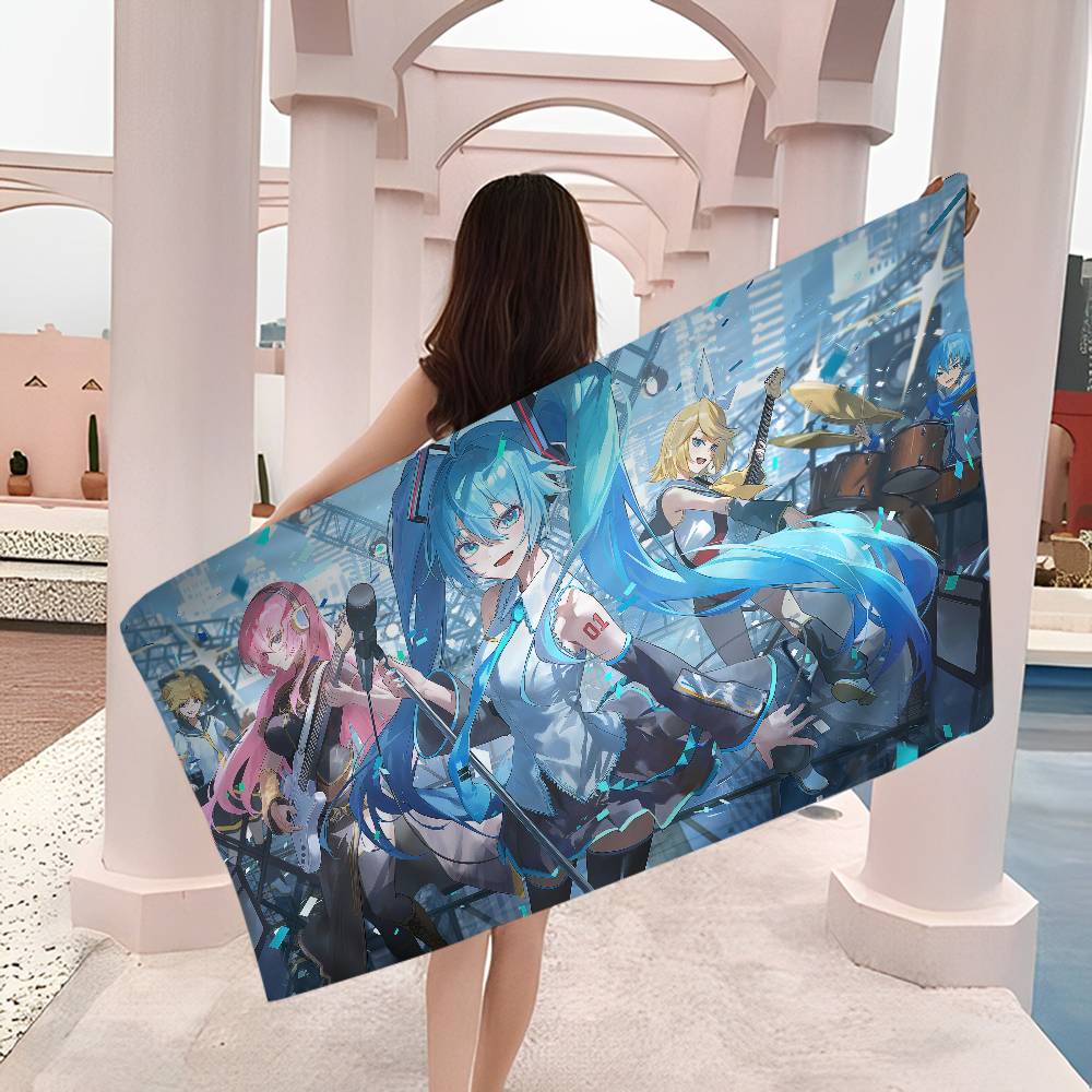 Popular H-Hatsune Singer M-Miku Cute Bath Towel Microfiber Soft Water Absorbing For Girl Kids Decorative Cartoon Beach Towel