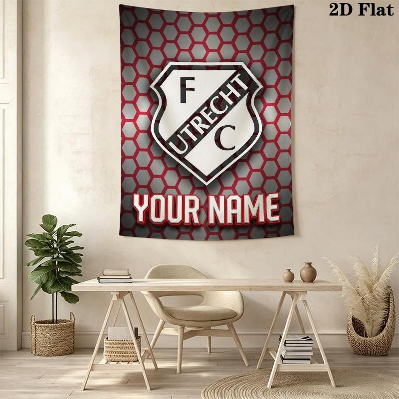 Custom Name FC Utrecht Wall Tapestry Aesthetic Wall Hanging Printed Fabric Blanket Decorative Tapestries for Bedroom Living Room Home Decor