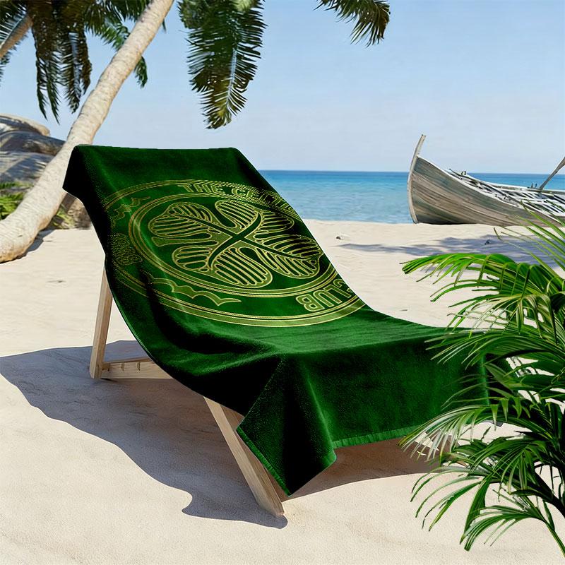 Celtic Football Team Logo Print Beach Towel, Large Soft Quick Dry Towel for Beach Camping Swimming