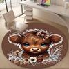 1PC Cow Floral Office Round Area Rug, Indoor Mat Suitable ForOffice, Under Office Chairs Bedroom Living Room Home Decor, Room Deco G079