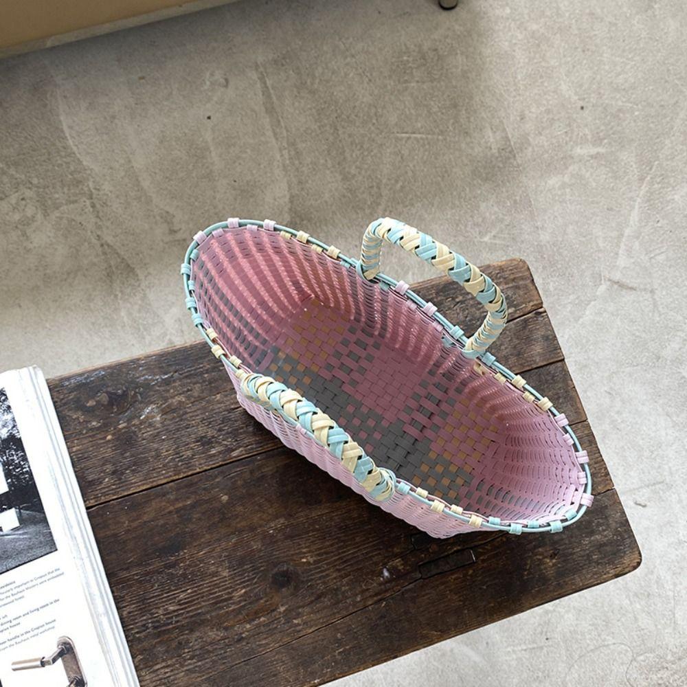 Bohemian Style PVC Vegetable Basket Bag Vacation Style Plastic Handbag Casual Beach Bag Streetwear