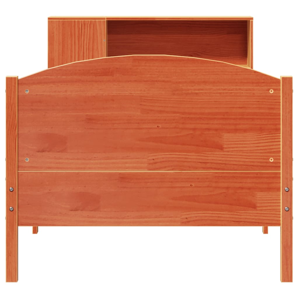 Solid Wood Bed with Shelf Without Mattress Wax Brown 100 x 200 cm