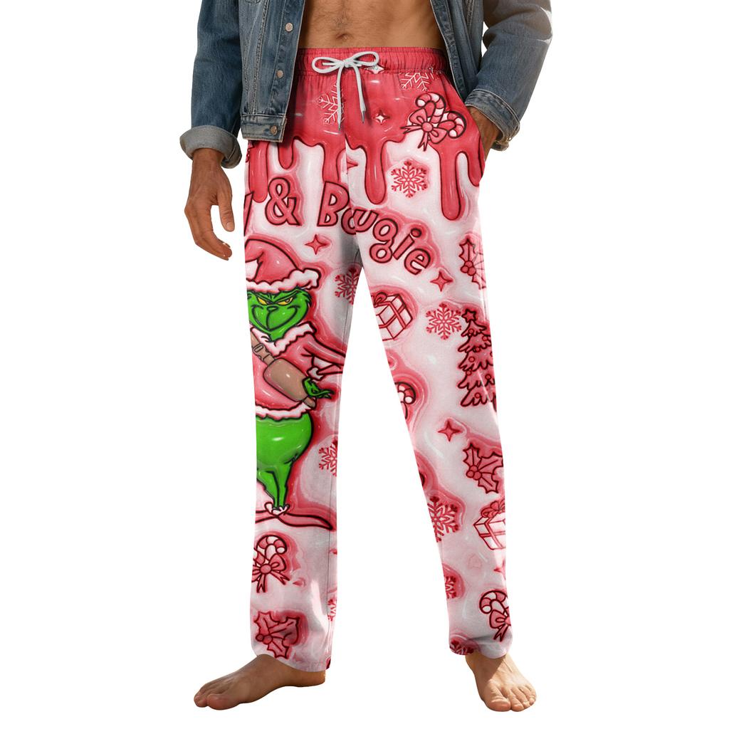 Pánské domácí měkké pyžamové kalhoty se stahovací šňůrkou s kapsami Sportovní kalhoty pro volný čas