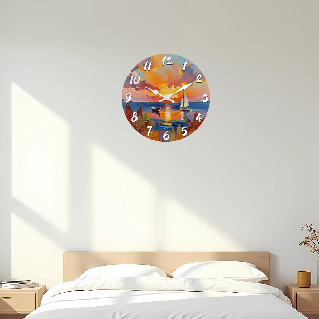 High-Quality Wooden High-Quality Wall High-Quality Clock High-Quality With High-Quality Sea High-Quality View, High-Quality Sunset High-Quality And