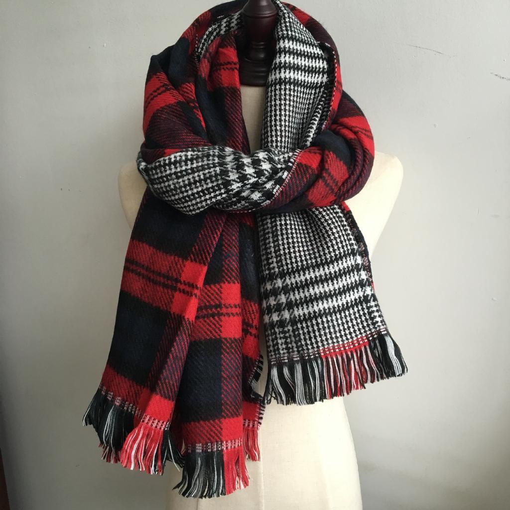 Autumn And Winter Double-Sided Acrylic Thickened sScarves Imitation Cashmere Striped Plaid Shawls And Scarves