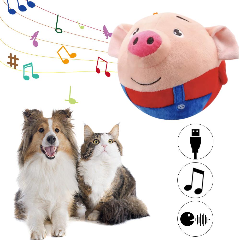 USB Rechargeable Pet Bouncing Jump Ball Pet Toy Singing Talking Interactive Ball Dog Toy Dog Plush Bouncing Jump Ball for Gift