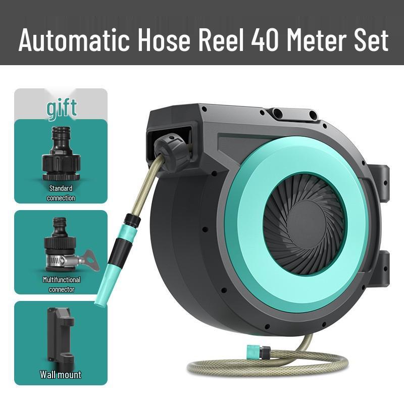 Automatischer Wandmontierter Einziehbarer Gartenschlauchaufroller mit Hochdruck-Wasserpistole zum Gießen, Autowaschen und Reinigen des Bodens