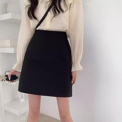 Falda Negra de Corte A de Cintura Alta para Mujer Primavera 2024 - Estilo Universitario, Corte Ajustado, Moderna y Elegante