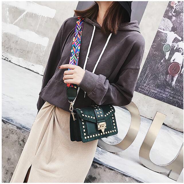 2020 Fashion Broadband Rivet Small Square Bag Fairy Wild Shoulder Messenger Bag