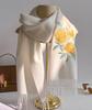 Fashion Wool Embroidered Scarf For Women Solid Color Soft Winter Warm Lady Shawl Peony Wool Tassel Blanket Bandana Scarves