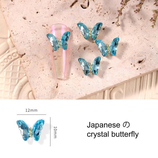 10 Pièces Décor Faux Ongles Brillant Art Tridimensionnel Ne Décolore Pas DIY Cristal Manucure Artisanat Ongle Papillon