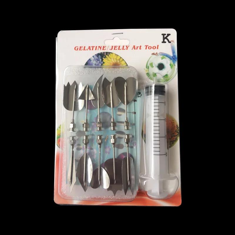 10 Pcs Pudding Nozzle +1 Syringe Tool 3D Jelly Flower Cake Jello Gelatin Art Tool Russia Nozzle DIY Cake Decorating Gadget