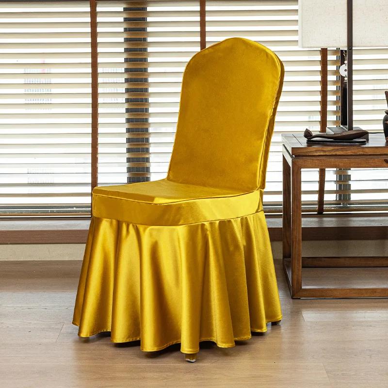 

1шт чехол для стула для свадьбы украшение для вечеринки спандекс с юбкой плиссировка использование эластичный стрейч обеденный роскошный день рождения отель банкет