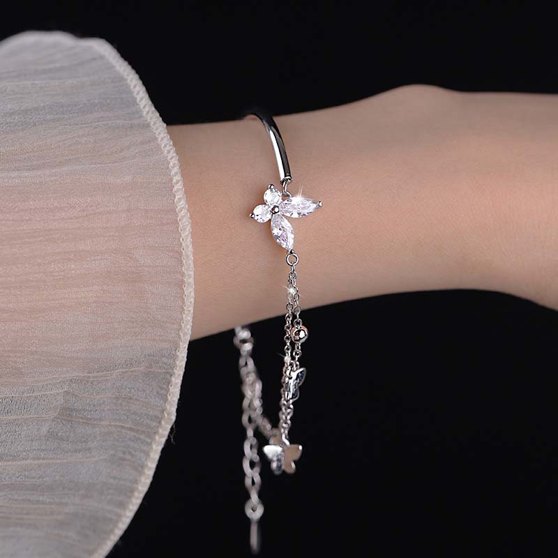Shiny Blue Crystal Star Bracelet & Bangle for Women 2026 New Designer Luxury Zircon Adjustable Butterfly Bracelets Jewelry Gift