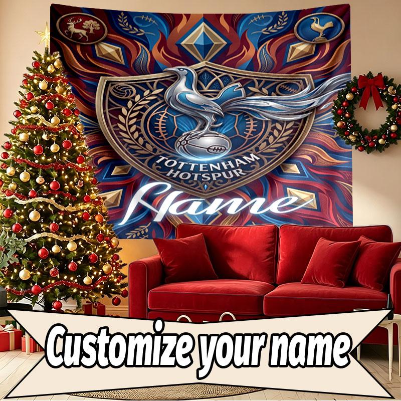 Custom Name Personalized Tottenham Hotspur Print Tapestry, Wall Art Decor, Bedroom, Dorm, Apartment, LivingRoom, Party Backdrop, Gift for Birthday