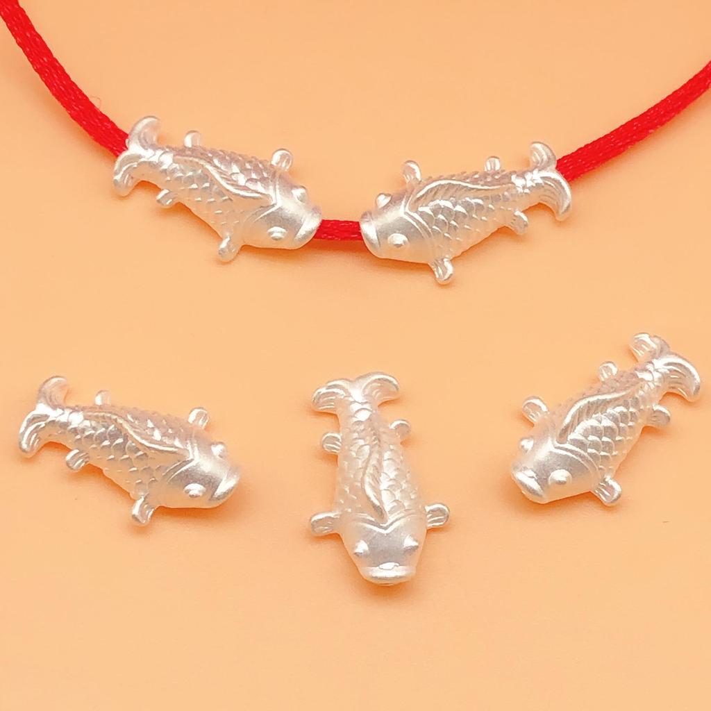 S999 Sterling Silver Long-Tailed Fish 3D Spacer Beads for Handmade Beading and Weaving.