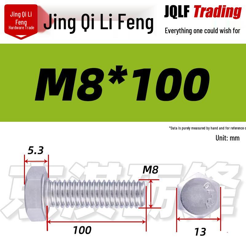 201 Stainless Steel Hex Head Full Thread Bolt: Wear & Corrosion Resistant, M4-M14 for Aerospace Machinery