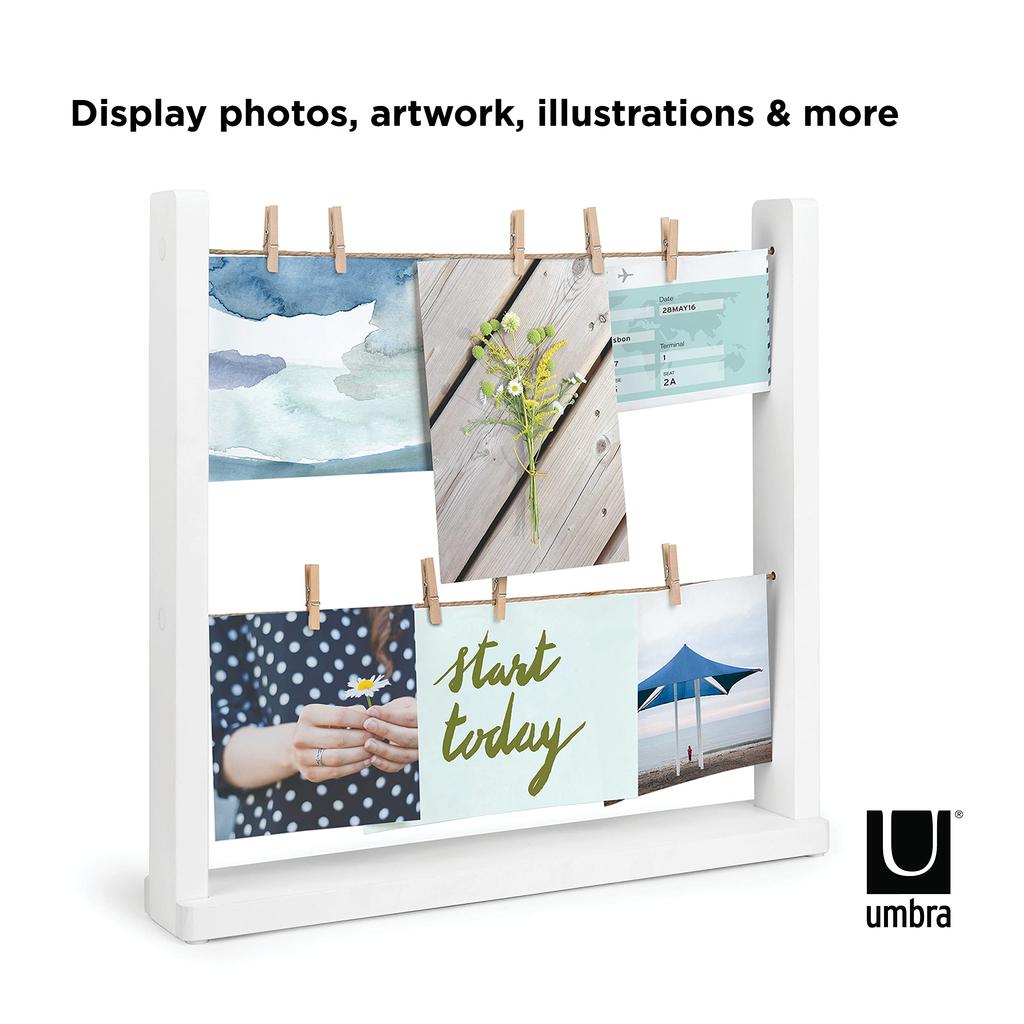 Umbra Hangit Schreibtisch-Foto-Display, Weiß, Wandmontierter Bilderrahmen, 21004415660, 340mm B x 64mm T x 332mm H