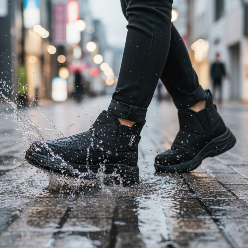 Moz Sweden Logon Hands-Free Snow Boots, Water-Repellent, Waterproof, and Cold-Weather, Lightweight, for Women, Rain Boots, Black, 93325422