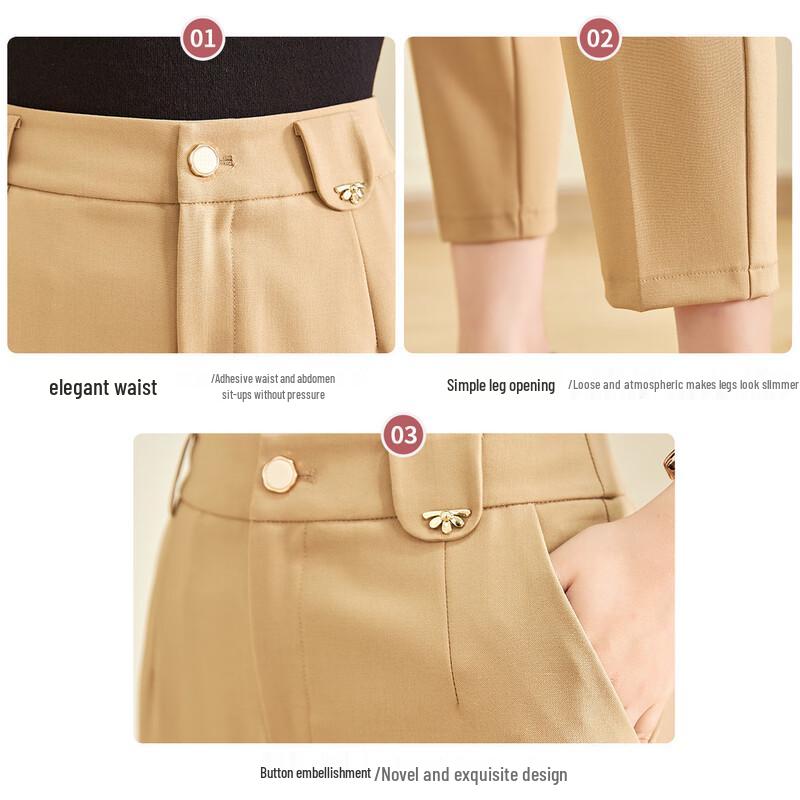 Jianhu Women's High-Waist Straight-Leg Cropped Casual Pants