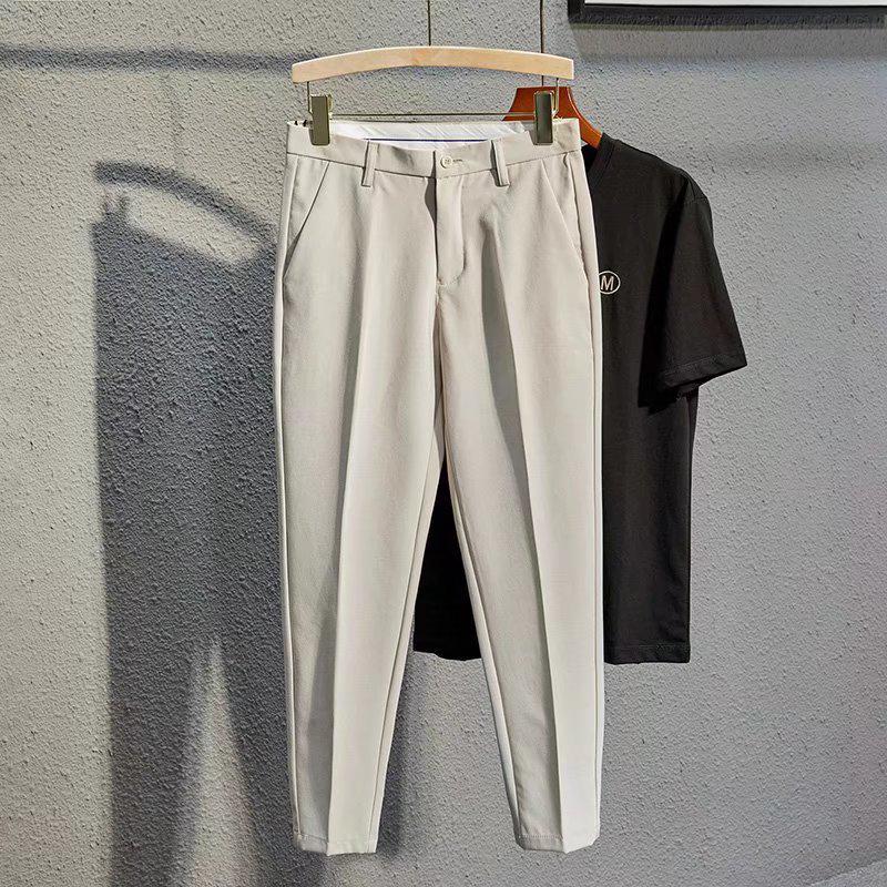 Men's Slim Straight Anti-Wrinkle Business Casual Black Trousers