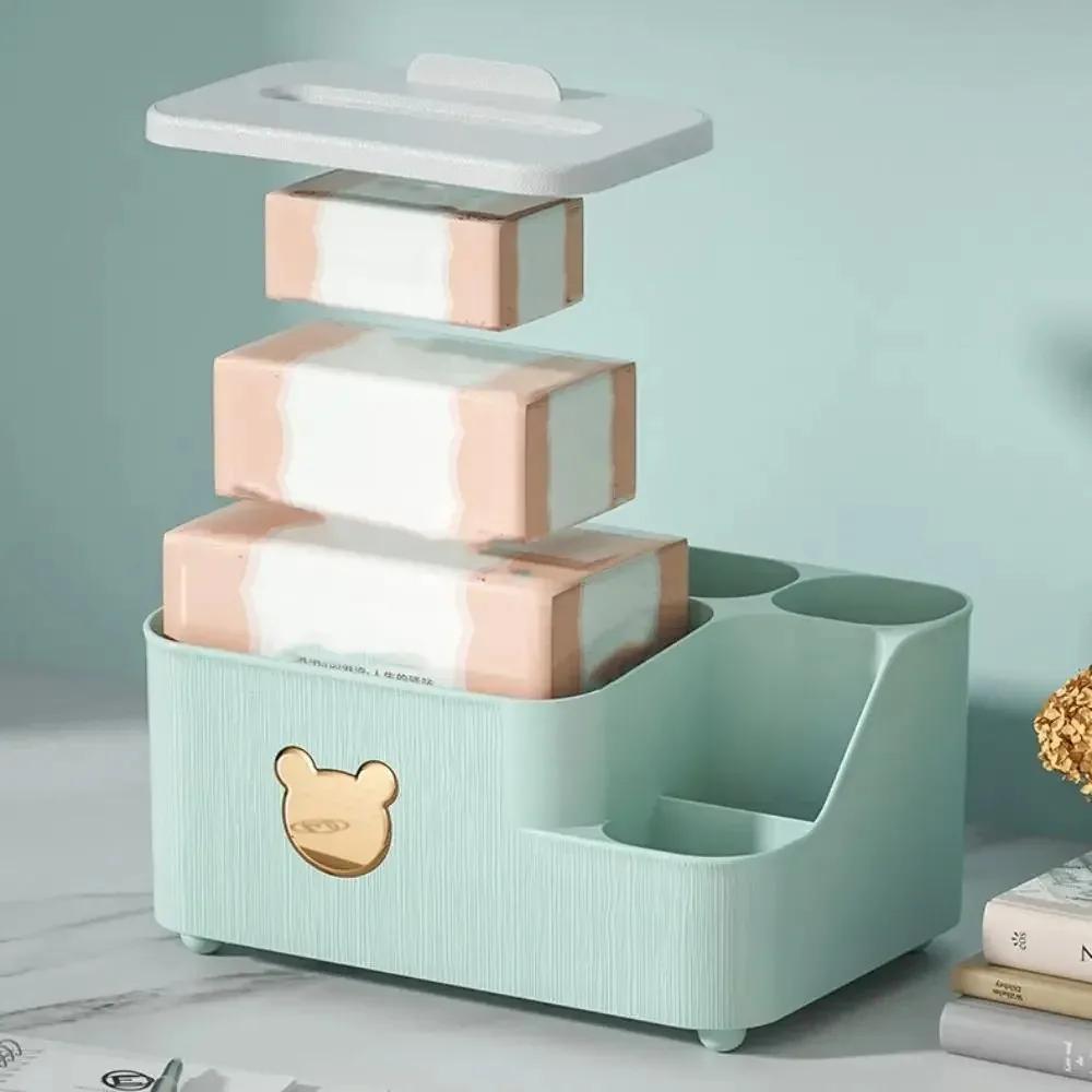 Large-capacity Decorative Tissue Storage Box with Removable Multi-compartment Plastic Container and Stylish Design