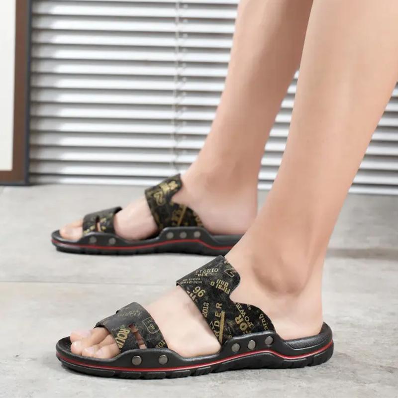 Fashion Men's Leather Slippers Summer Lightweight Soft Sole Casual Beach Sandals Flip Flops Outdoor Mens Shoes Slippers Men Big Size 48