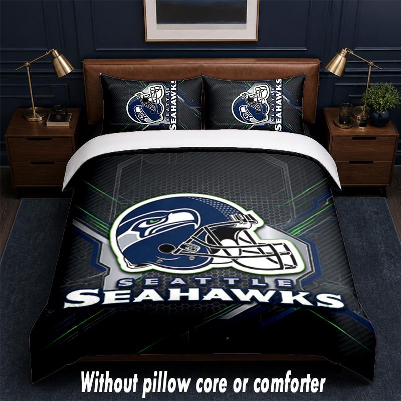 Seattle Seahawks Design Bed Bedding Set 1 Duvet Cover + 2 Pillowcases Soft Breathable Household Bed Linens