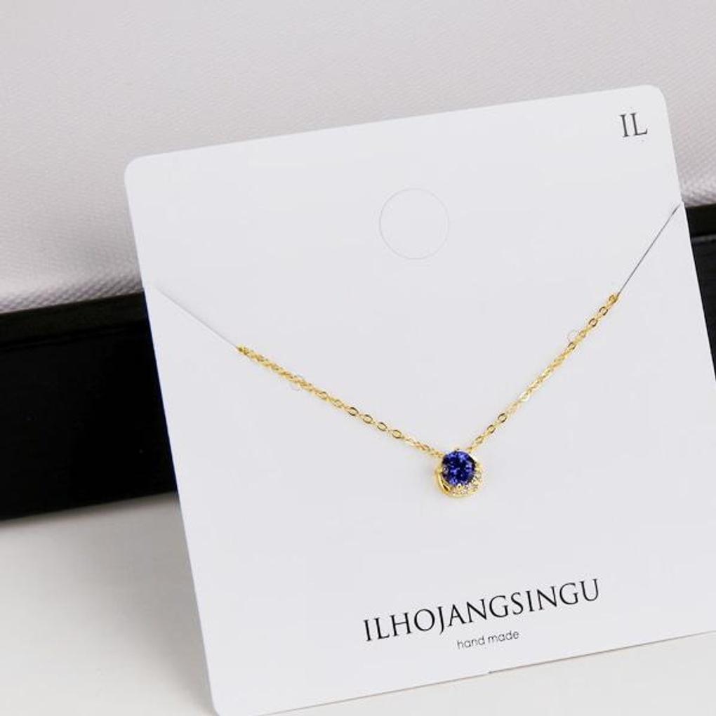 Women's Blue Cubic Zirconia Moon 925 Silver Necklace