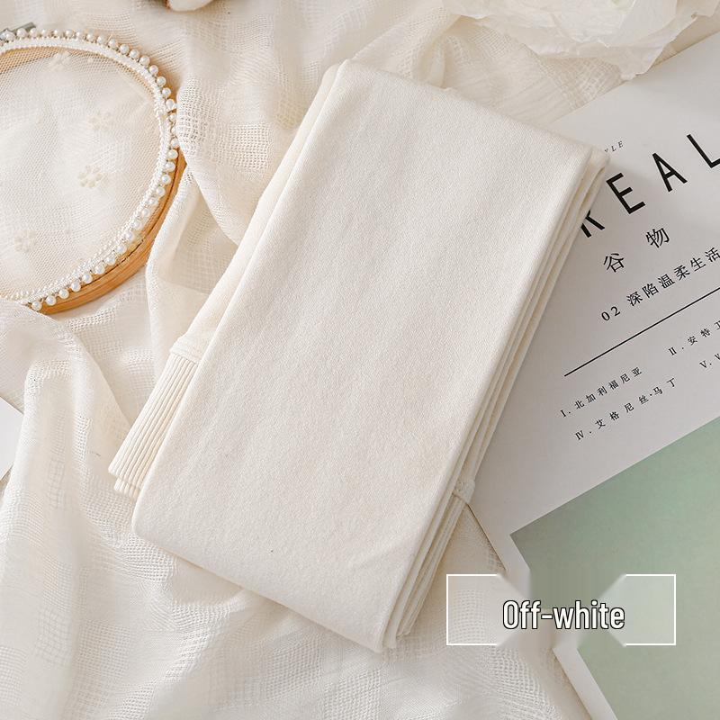 Women's High-Waist Cotton Leggings - Thick, Velvet-Lined, Stirrup Tights In Milk White & Beige for Autumn/Winter