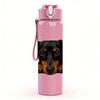 1PC Black Brown Dachshund Bust 750ml Color Plastic Sports Water Bottle Leakproof Flip Straw Lid For Sports Office Home Use