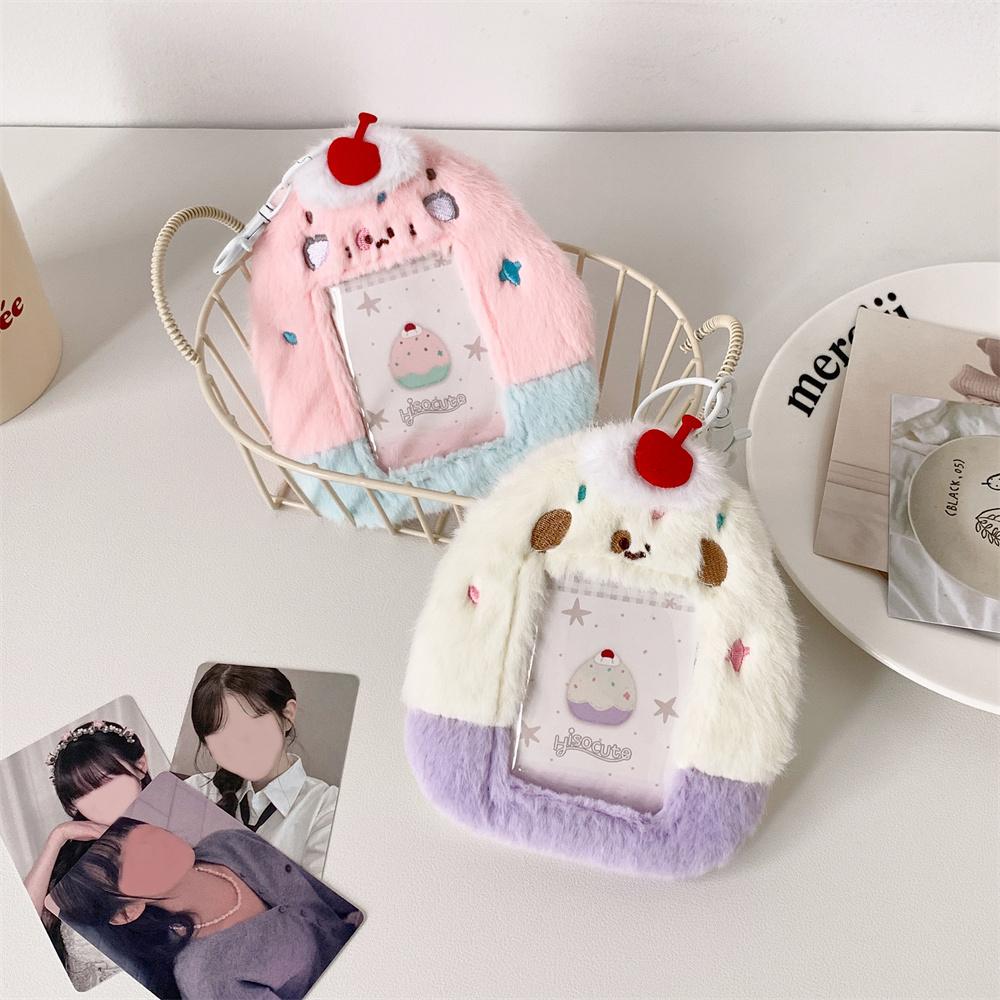 Kawaii Plush Penguin Po Card Holder Macaron Clashing Color K-Pop Idol Po Card Protector Fits 3inch Pos for Girls