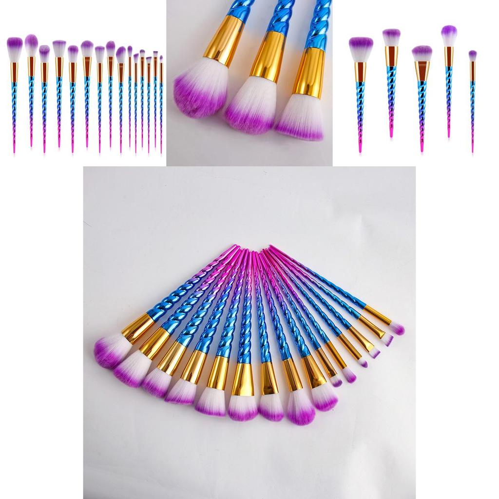 Mermaid Spiral Pattern 12 Piece Makeup Brush Set With Diamond Handles For Beauty Enthusiasts