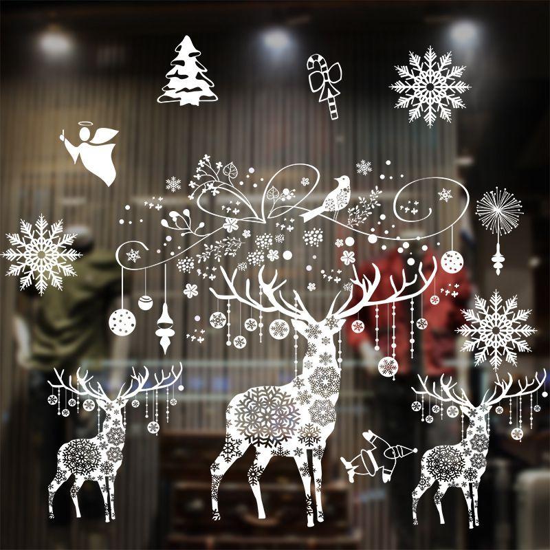 Window Christmas Stickers Xmas Santa Removable Art Decal Wall Home Decor Shop