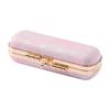 Kiss Lock Mini Ring Box Gold Trim Velvet Lining Leather Small Jewelry Storage for Engagement Bridal Shower Gift
