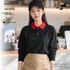 Customizable Pure Cotton Long-Sleeved Autumn/Winter Barista Uniforms for Milk Tea Shops, Dessert Shops, Fast Food Restaurants, and Catering.
