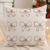 Embroidery Throw Pillow Cover Christmas Decoration Canvas Christmas Tree Reindeer Snowflake Winter Farmhouse Home Sofa