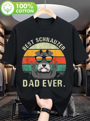 Schnauzer Dog Dad T-Shirt - Heavyweight 100% Cotton Vintage Shirt with Schnauzer Logo & Slogan, Loos