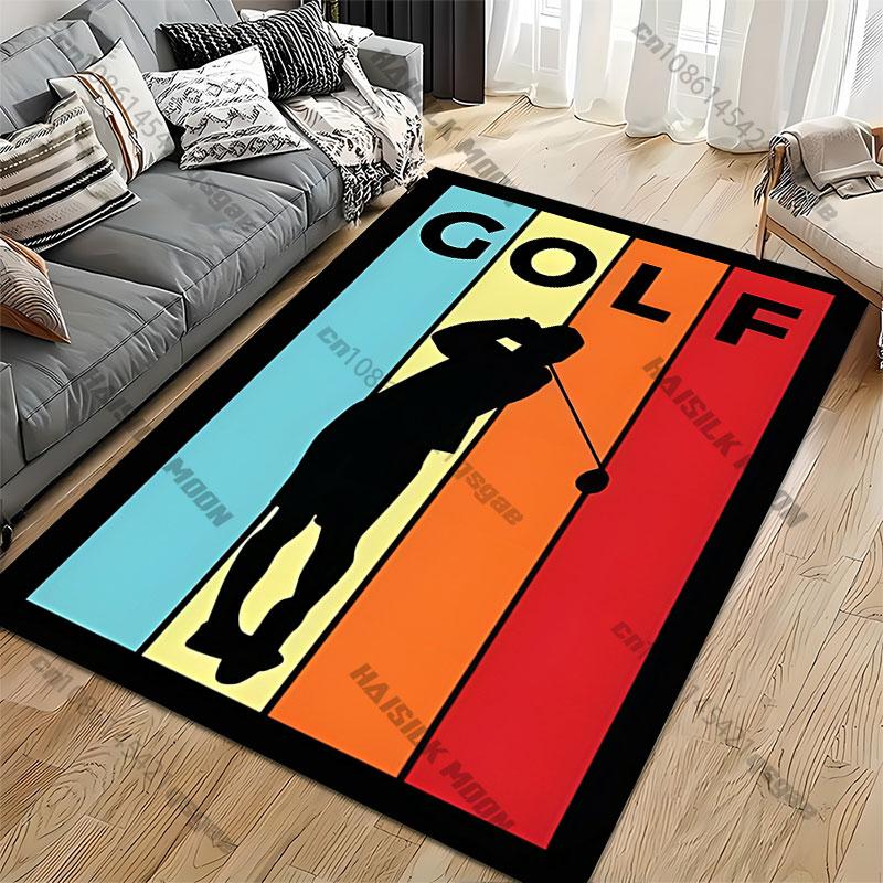 Colorful Golf Silhouette Design Carpet Yoga Living Room Room Decor Children's Crawling Mat Doormat Area Rug Games Mat
