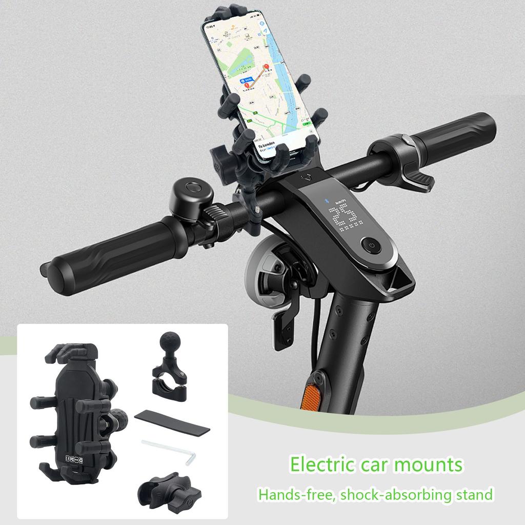 Motorcycle Phone Mount, Bike Phone Holder - Quick Install Handlebar Clip For Scooter