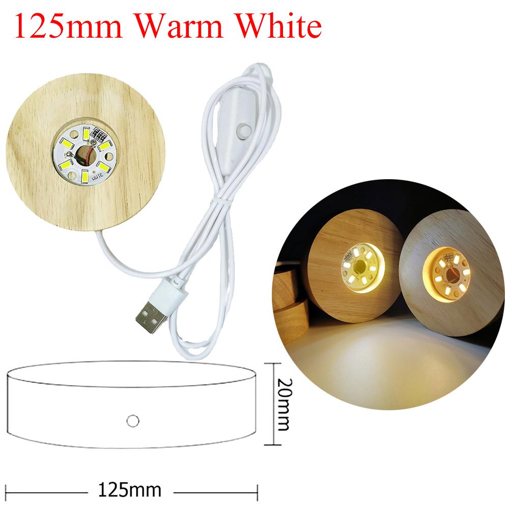 Runder USB Holz Lichtsockel Massivholz Gummi Holz LED Licht Ausstellungsständer Lampenhalter Lampensockel Kunst Ornament Lichtsockel
