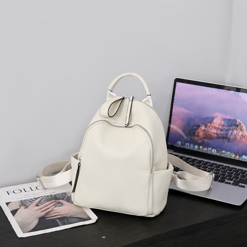 

Genuine Leather Backpack Women s Top-layer Cowhide Pure Color Casual All-matching Soft Anti-theft Bag 7001 Capacity Expansion
