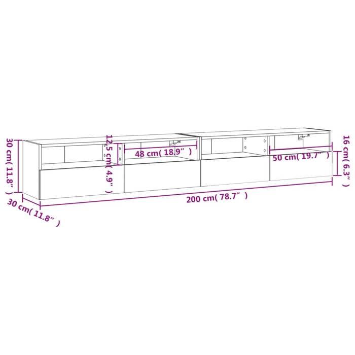 VidaXL Wall-mounted TV Cabinets 2 Pcs White 100x30x30 Cm Engineered Wood 836883