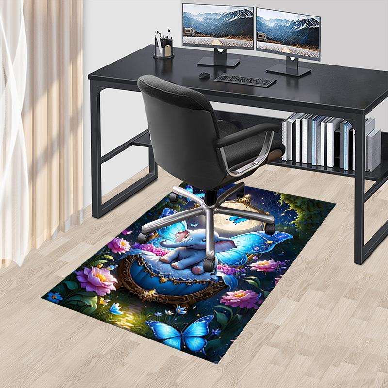 1PC Elephant Butterfly Extra Large Non Slip Floor Carpet, Office, Family, Bedroom Large Area Rug Indoor Rugs, Vibrant Colors