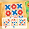 Wooden XO Tic Tac Toe Game Mini Chess Board Interaction Puzzle Training Montessori Early Educational Toys Gift for Kids Boy Girl