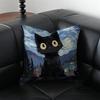Van Gogh Starry Sky Kawaii Cat Cushion Cover Pillow Case Anti-Dustmite Invisible Zipper Silky Plush Cushion