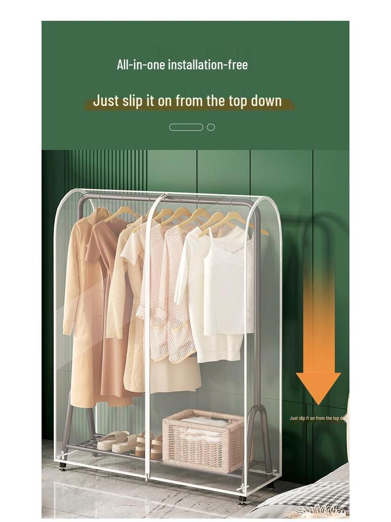 Popular Double-Rod Floor-Standing Garment Dustproof Cover Hanger