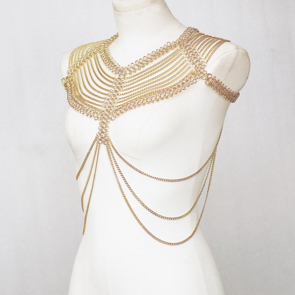 Collana Catena Corpo con Nappe Multi-strato Esagerata per Donna – Accessori per Feste e Bikini