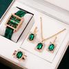 Square Roman Watch Gem Bracelet Set Square Belt Watch + Square Gem Bracelet Set