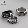 Retro Stainless Steel Men's Ring Punk Cubarn Chain Rotatable Finger Ring Decompression Beer Trendy Jewelry Anillos Gift